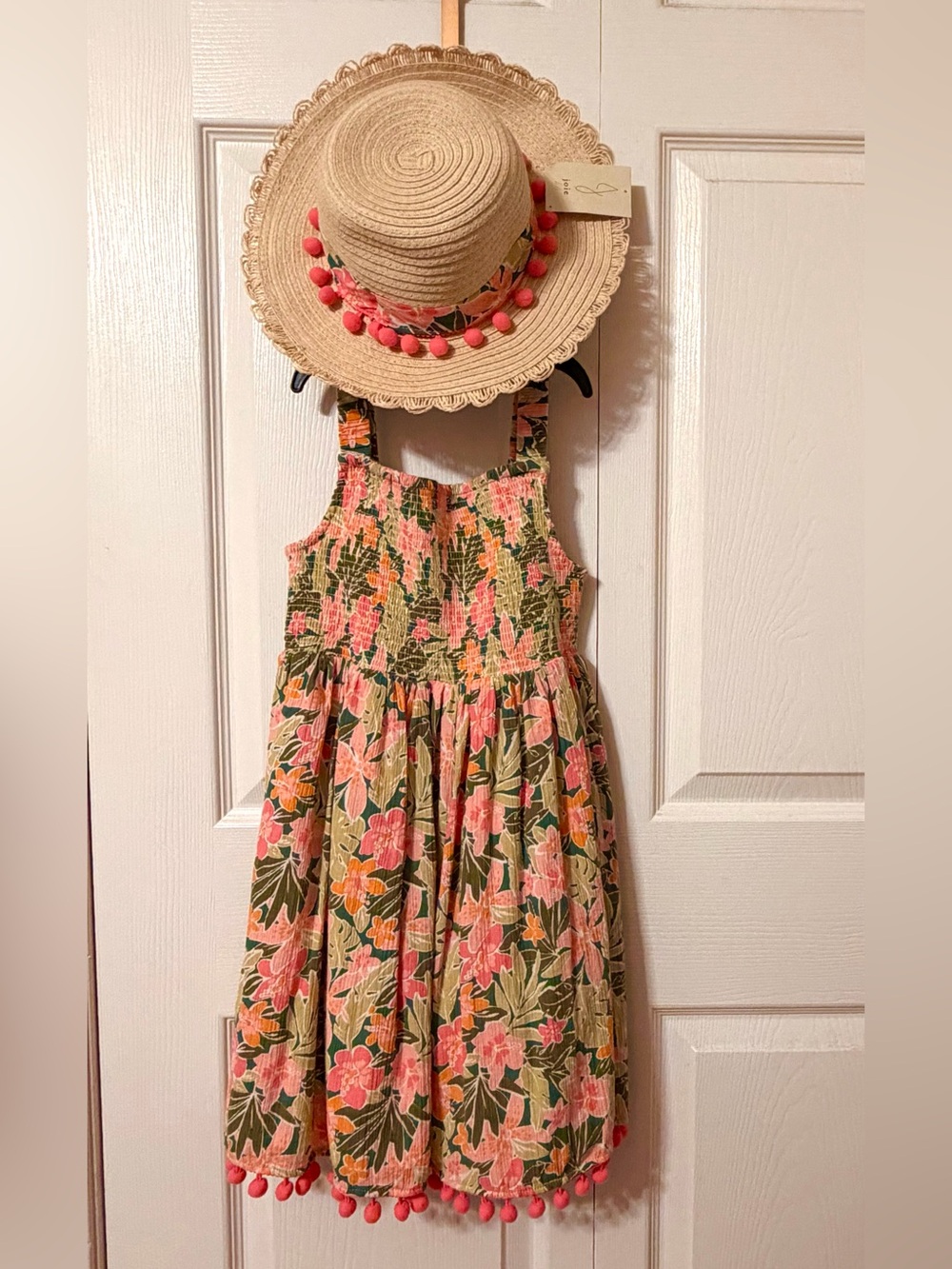 Girls' Pink & Green Floral Sundress